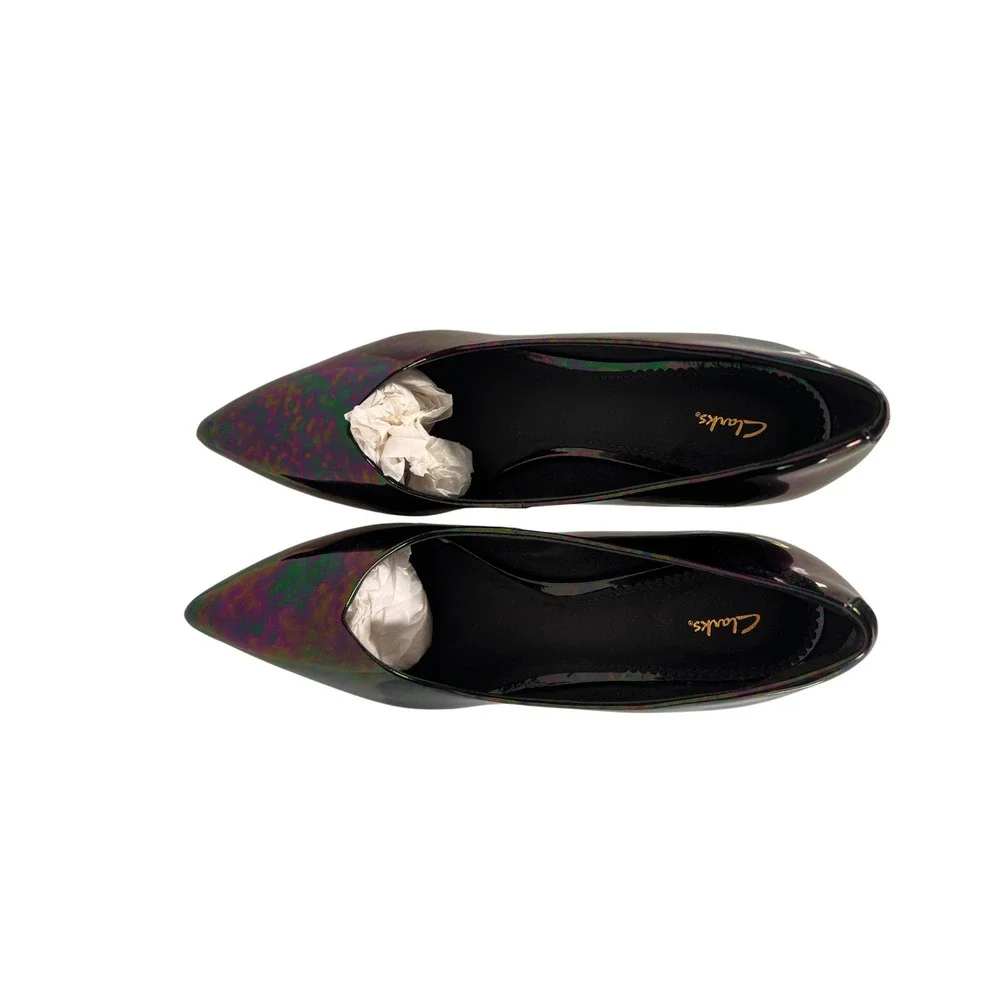 Clarks Laina55 Court2 Black‎ Interest iridescent Women's Size 8.5 Heels